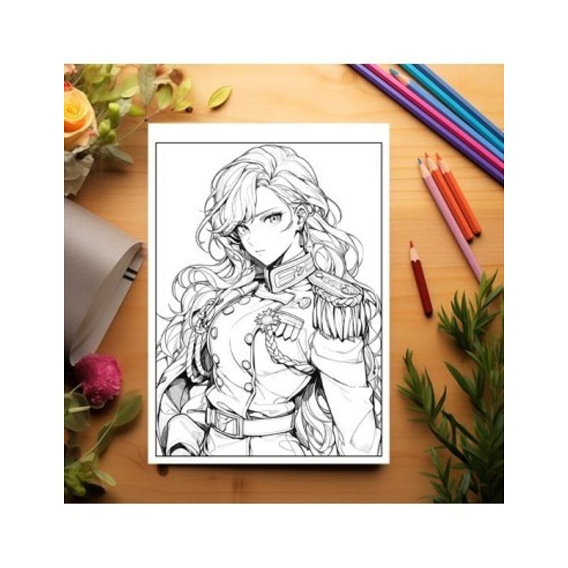 Carti si Birotica - Carti - Carti pentru copii - Carti de colorat - Carte de colorat pentru relaxare si antistres, 50 de ilustratii, Anime Army Girls, 106 pagini, A5 - Infinity.ro