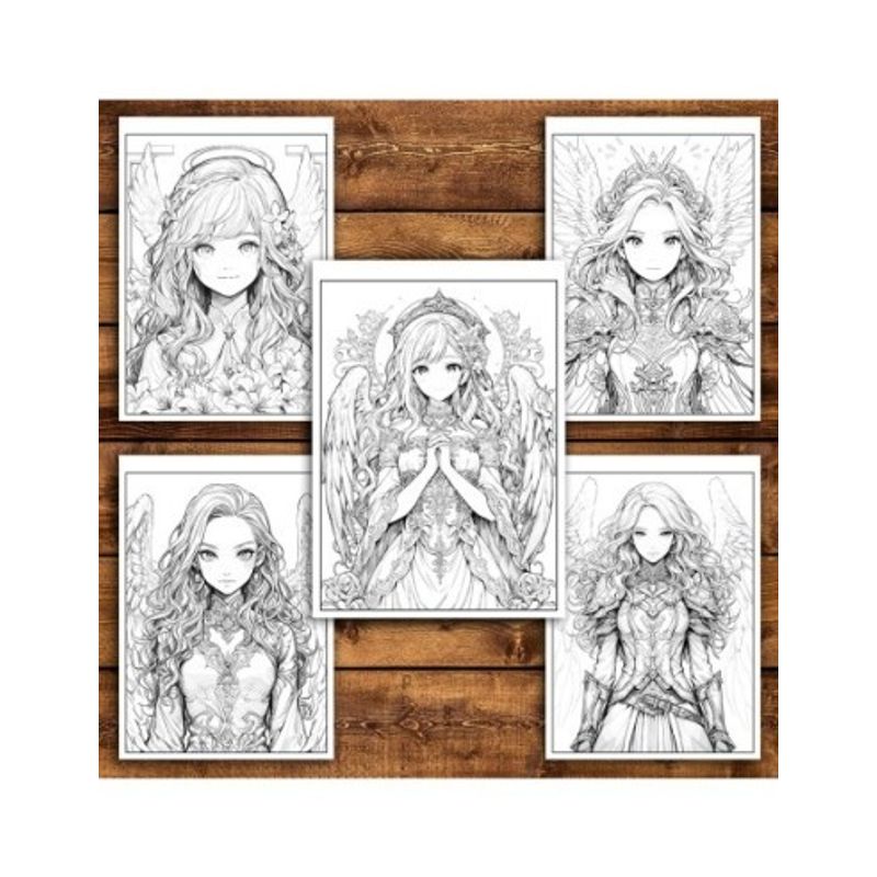 Carti si Birotica - Carti - Carti pentru copii - Carti de colorat - Carte de colorat pentru relaxare si antistres, 50 de ilustratii, Anime Angel Girls - Volumul II, 106 pagini, A5 - Infinity.ro