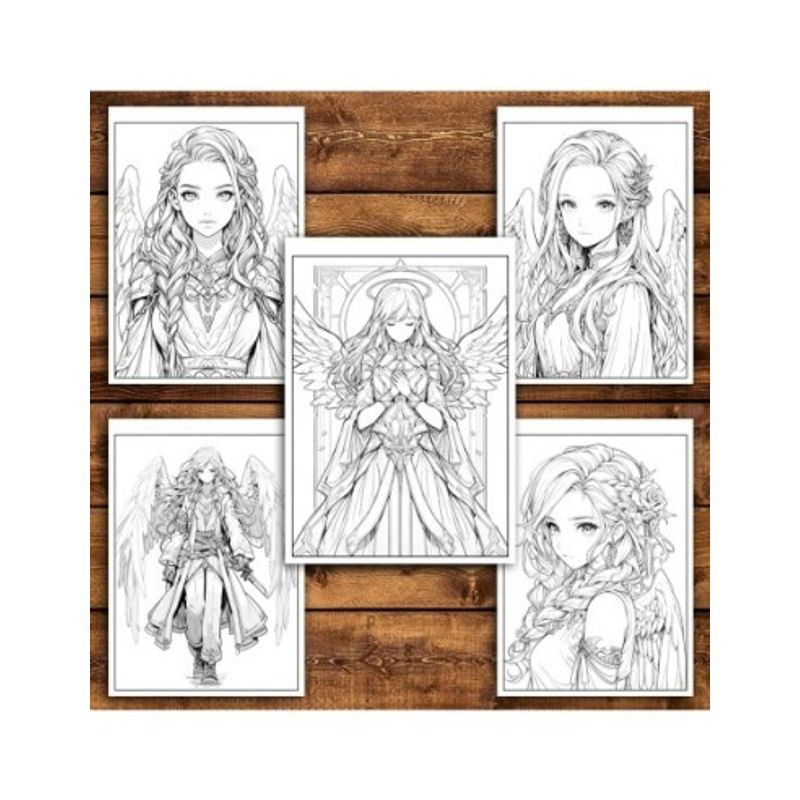 Carti si Birotica - Carti - Carti pentru copii - Carti de colorat - Carte de colorat pentru relaxare si antistres, 50 de ilustratii, Anime Angel Girls - Volumul II, 106 pagini, A5 - Infinity.ro
