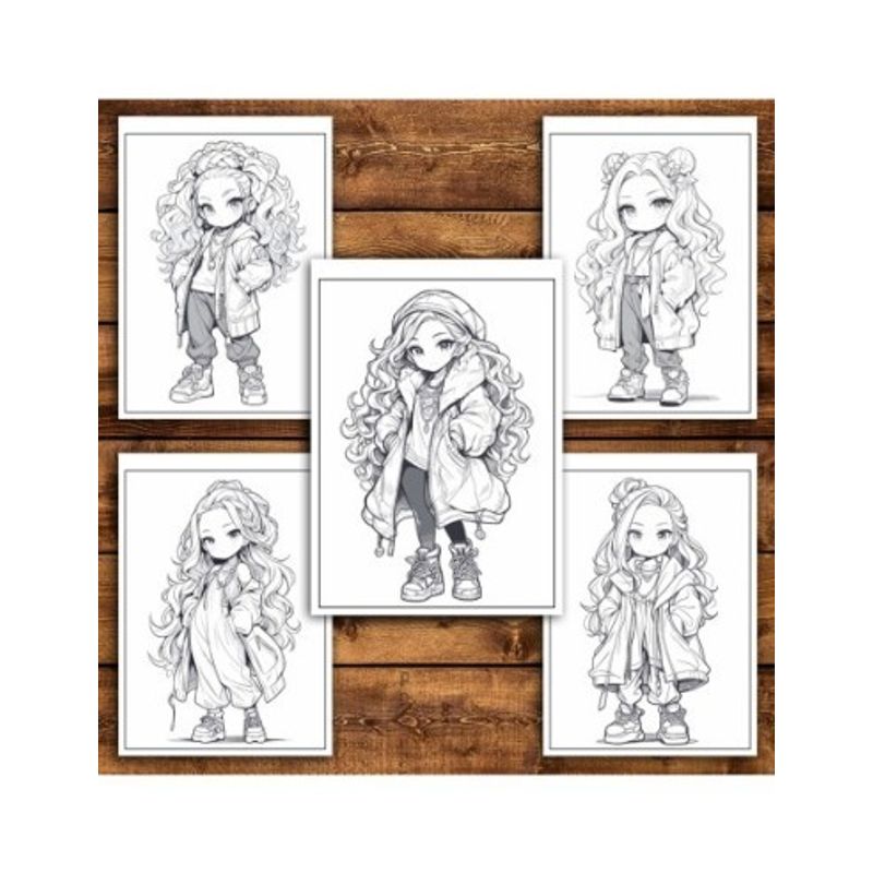 Carti si Birotica - Carti - Carti pentru copii - Carti de colorat - Carte de colorat pentru relaxare si antistres, 50 de ilustratii, Anime Chibi Boemian Girls, 106 pagini, A5 - Infinity.ro