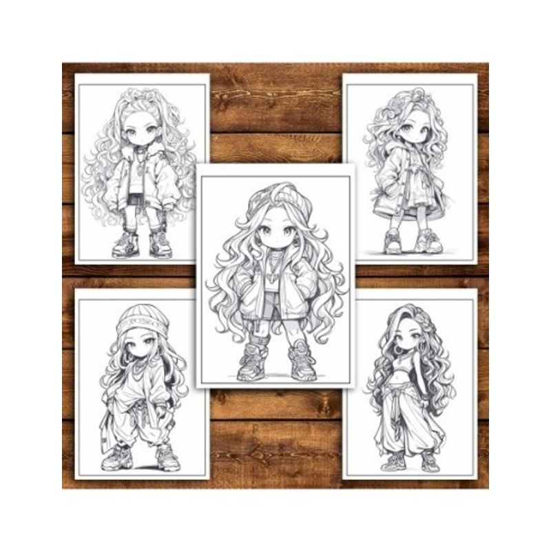 Carti si Birotica - Carti - Carti pentru copii - Carti de colorat - Carte de colorat pentru relaxare si antistres, 50 de ilustratii, Anime Chibi Boemian Girls, 106 pagini, A5 - Infinity.ro