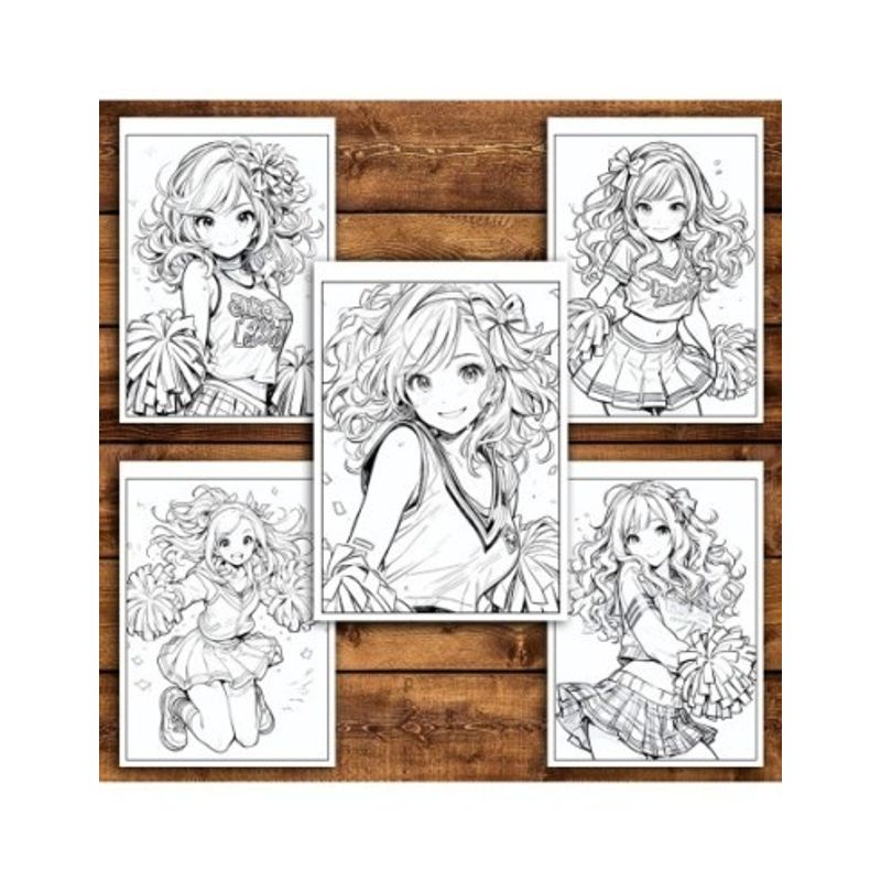 Carti si Birotica - Carti - Carti pentru copii - Carti de colorat - Carte de colorat pentru relaxare si antistres, 50 de ilustratii, Anime Cheerleaders, 106 pagini, A5 - Infinity.ro