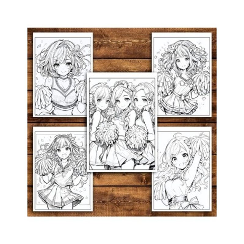Carti si Birotica - Carti - Carti pentru copii - Carti de colorat - Carte de colorat pentru relaxare si antistres, 50 de ilustratii, Anime Cheerleaders, 106 pagini, A5 - Infinity.ro