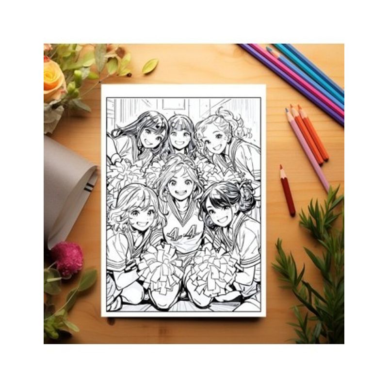 Carti si Birotica - Carti - Carti pentru copii - Carti de colorat - Carte de colorat pentru relaxare si antistres, 50 de ilustratii, Anime Cheerleaders, 106 pagini, A5 - Infinity.ro