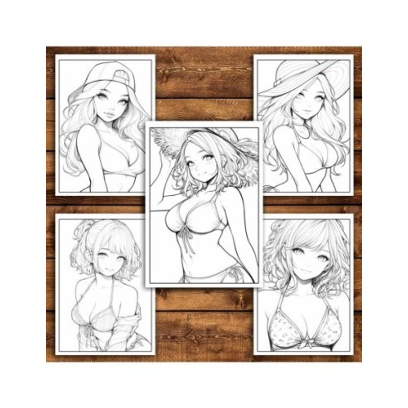 Carti si Birotica - Carti - Carti pentru copii - Carti de colorat - Carte de colorat pentru relaxare si antistres, 50 de ilustratii, Anime Bikini Girls, 106 pagini, A5 - Infinity.ro