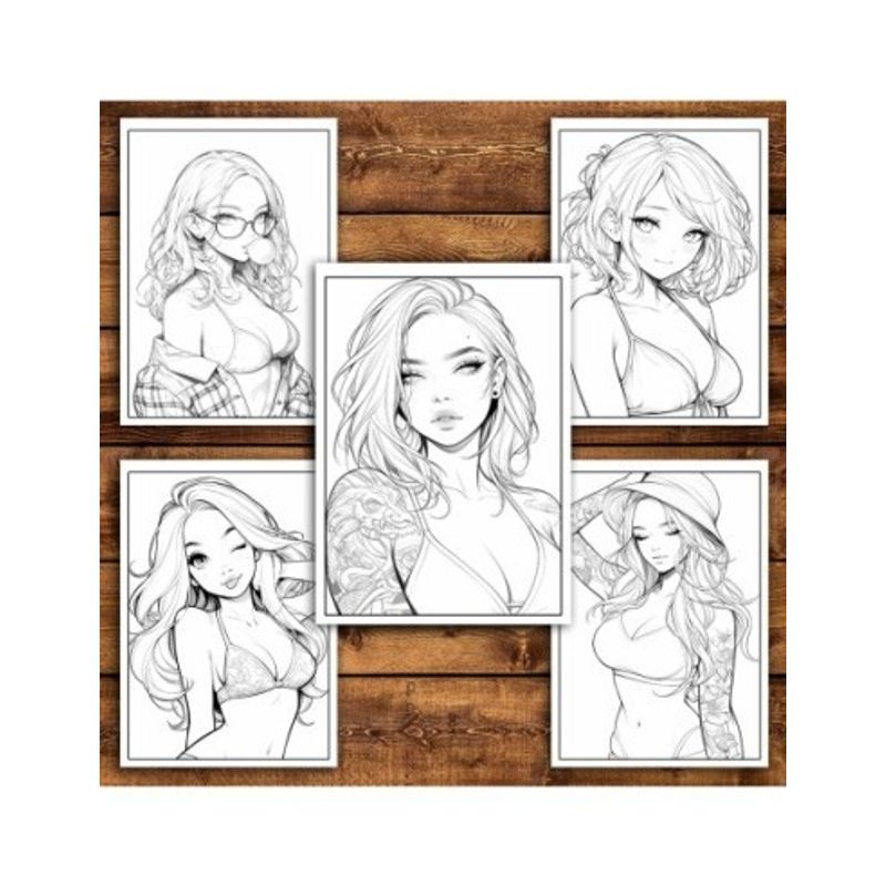Carti si Birotica - Carti - Carti pentru copii - Carti de colorat - Carte de colorat pentru relaxare si antistres, 50 de ilustratii, Anime Bikini Girls, 106 pagini, A5 - Infinity.ro