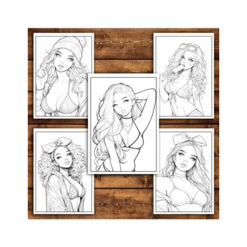Carti si Birotica - Carti - Carti pentru copii - Carti de colorat - Carte de colorat pentru relaxare si antistres, 50 de ilustratii, Anime Bikini Girls, 106 pagini, A5 - Infinity.ro