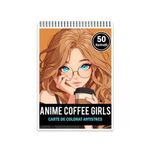 Carti si Birotica - Carti - Carti pentru copii - Carti de colorat - Carte de colorat pentru relaxare si antistres, 50 de ilustratii, Anime Coffee Girls, 106 pagini, A5 - Infinity.ro