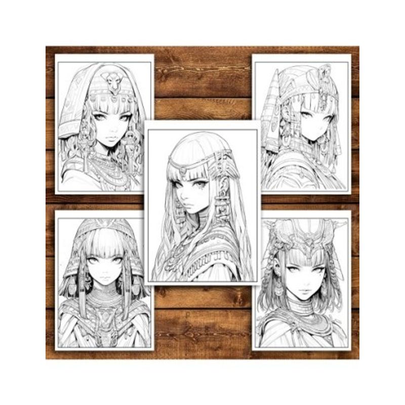 Carti si Birotica - Carti - Carti pentru copii - Carti de colorat - Carte de colorat pentru relaxare si antistres, 50 de ilustratii, Anime Egyptian Girls, 106 pagini, A5 - Infinity.ro