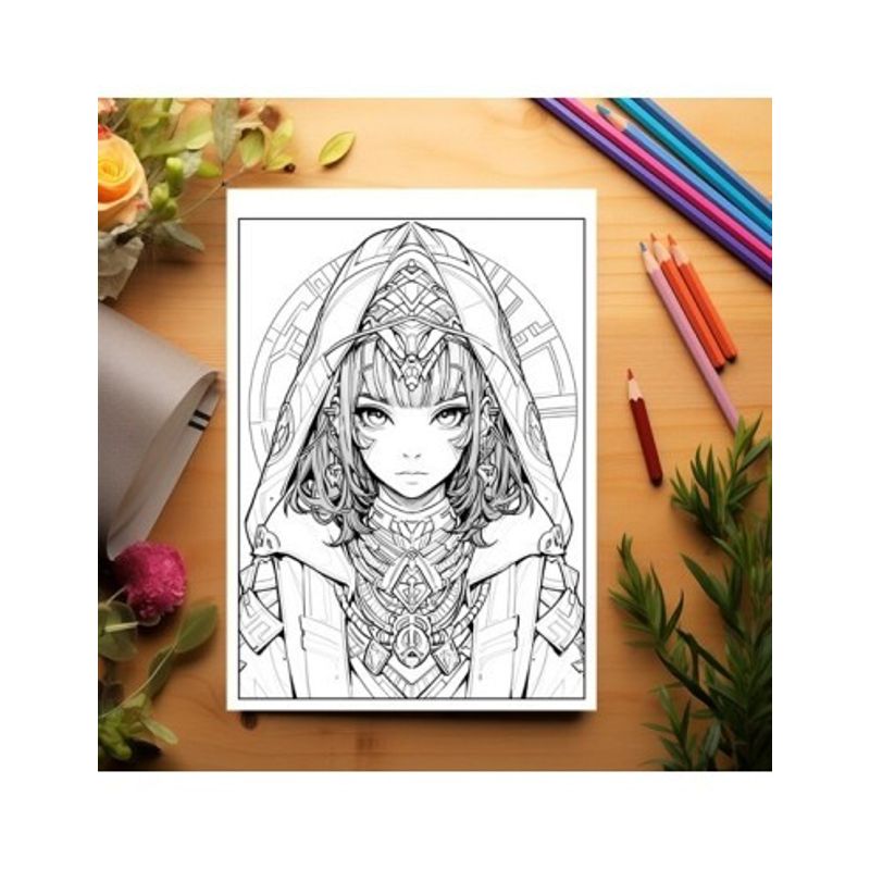 Carti si Birotica - Carti - Carti pentru copii - Carti de colorat - Carte de colorat pentru relaxare si antistres, 50 de ilustratii, Anime Egyptian Girls, 106 pagini, A5 - Infinity.ro