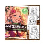 Carti si Birotica - Carti - Carti pentru copii - Carti de colorat - Carte de colorat pentru relaxare si antistres, 50 de ilustratii, Anime Dessert Girls - Volumul I, 106 pagini, A5 - Infinity.ro