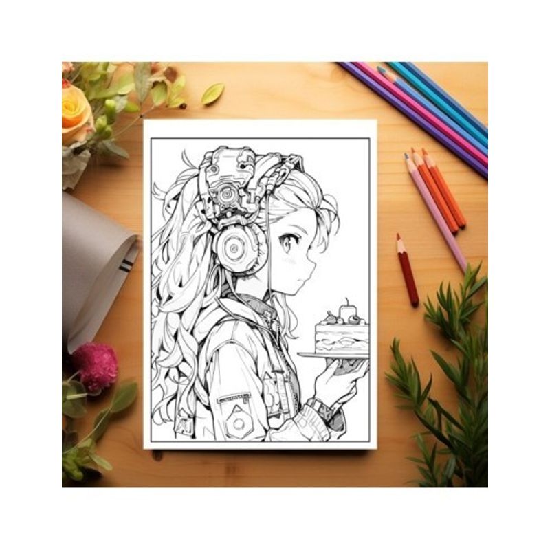 Carti si Birotica - Carti - Carti pentru copii - Carti de colorat - Carte de colorat pentru relaxare si antistres, 50 de ilustratii, Anime Dessert Girls - Volumul I, 106 pagini, A5 - Infinity.ro