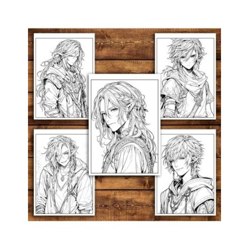 Carti si Birotica - Carti - Carti pentru copii - Carti de colorat - Carte de colorat pentru relaxare si antistres, 50 de ilustratii, Anime Elf Boys - Volumul II, 106 pagini, A5 - Infinity.ro