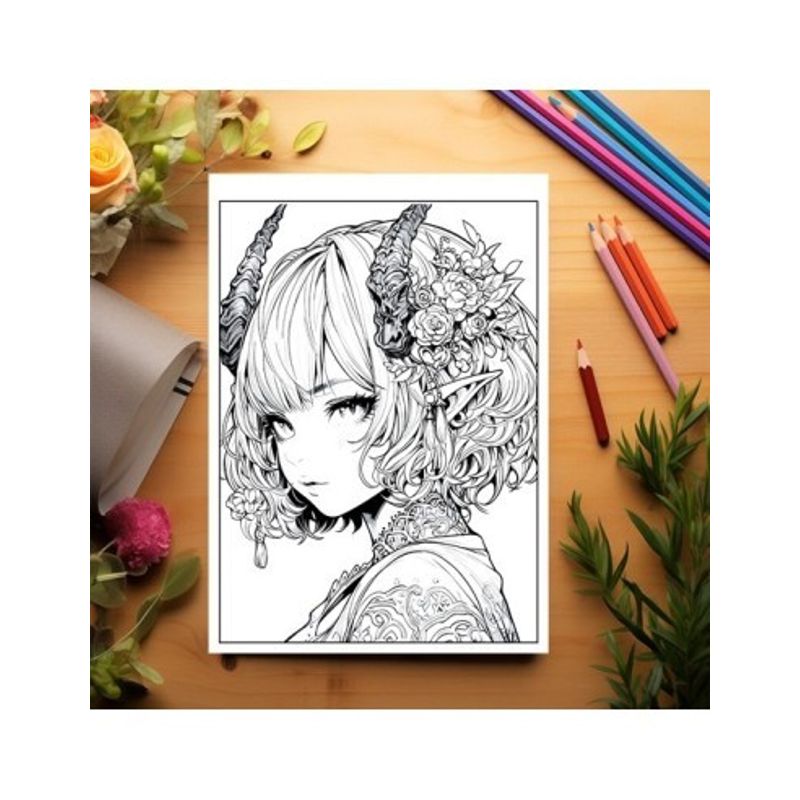 Carti si Birotica - Carti - Carti pentru copii - Carti de colorat - Carte de colorat pentru relaxare si antistres, 50 de ilustratii, Anime Devils Girls, 106 pagini, A5 - Infinity.ro