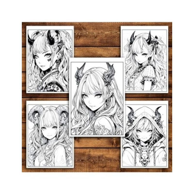 Carti si Birotica - Carti - Carti pentru copii - Carti de colorat - Carte de colorat pentru relaxare si antistres, 50 de ilustratii, Anime Devils Girls, 106 pagini, A5 - Infinity.ro