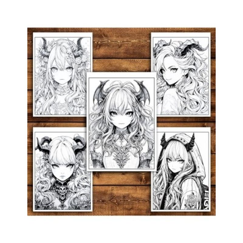 Carti si Birotica - Carti - Carti pentru copii - Carti de colorat - Carte de colorat pentru relaxare si antistres, 50 de ilustratii, Anime Devils Girls, 106 pagini, A5 - Infinity.ro