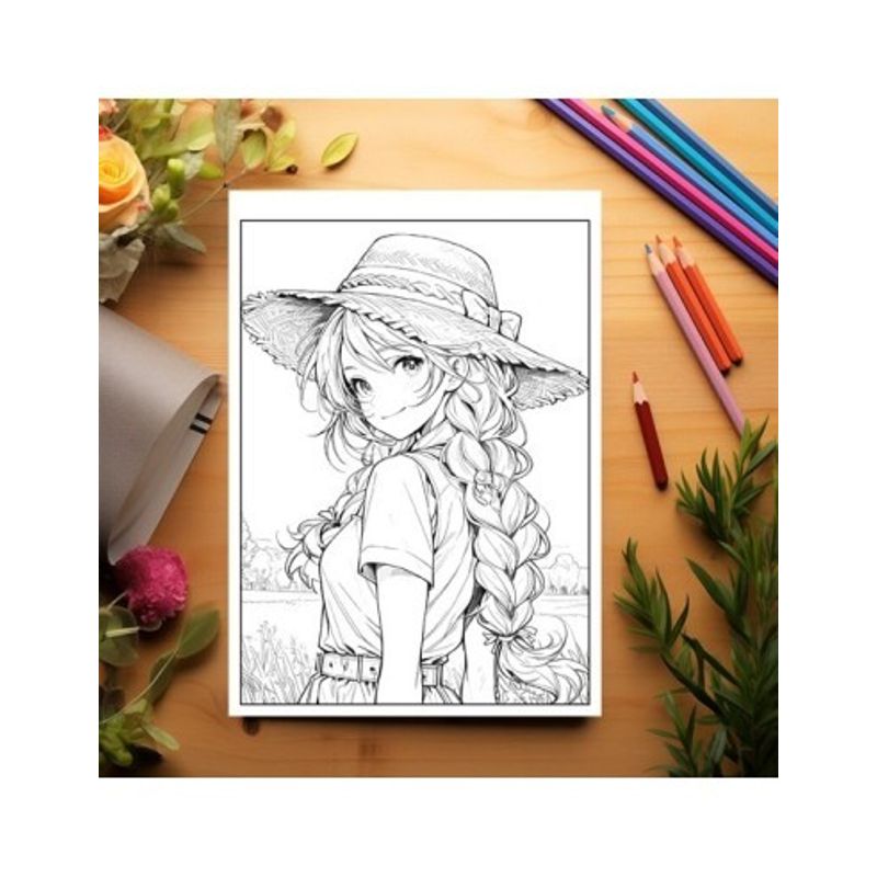 Carti si Birotica - Carti - Carti pentru copii - Carti de colorat - Carte de colorat pentru relaxare si antistres, 50 de ilustratii, Anime Farmer Girls - Volumul II, 106 pagini, A5 - Infinity.ro