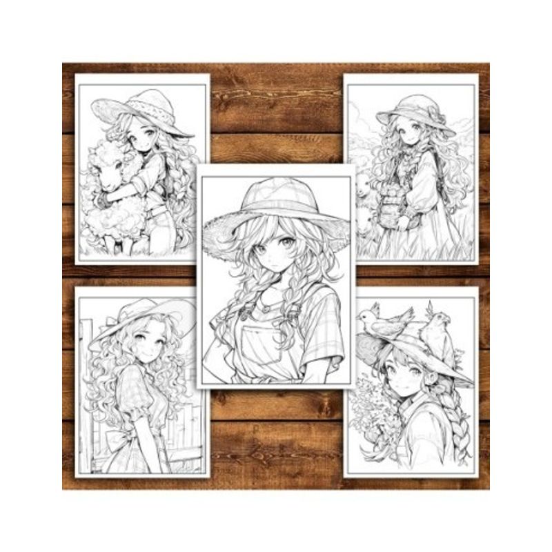 Carti si Birotica - Carti - Carti pentru copii - Carti de colorat - Carte de colorat pentru relaxare si antistres, 50 de ilustratii, Anime Farmer Girls - Volumul II, 106 pagini, A5 - Infinity.ro