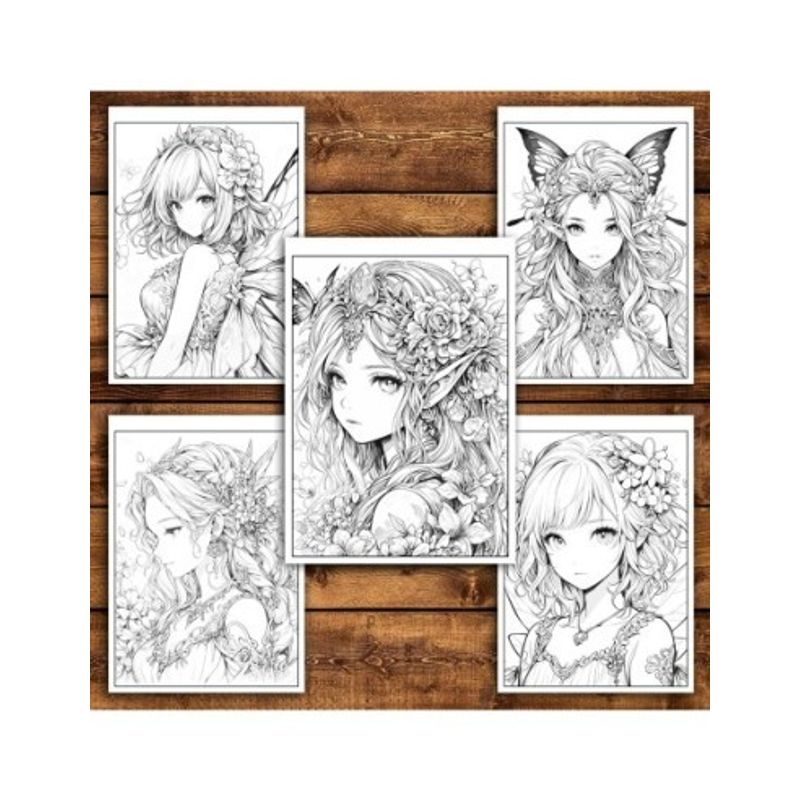 Carti si Birotica - Carti - Carti pentru copii - Carti de colorat - Carte de colorat pentru relaxare si antistres, 50 de ilustratii, Anime Fairies, 106 pagini, A5 - Infinity.ro