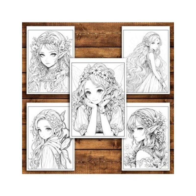 Carti si Birotica - Carti - Carti pentru copii - Carti de colorat - Carte de colorat pentru relaxare si antistres, 50 de ilustratii, Anime Fairies, 106 pagini, A5 - Infinity.ro