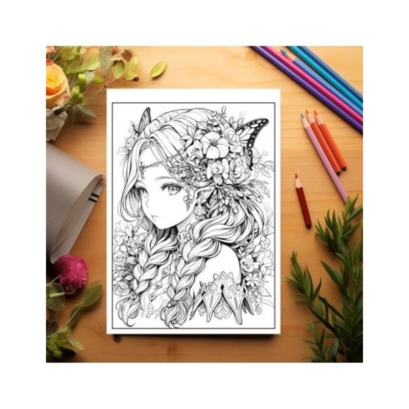 Carti si Birotica - Carti - Carti pentru copii - Carti de colorat - Carte de colorat pentru relaxare si antistres, 50 de ilustratii, Anime Fairies, 106 pagini, A5 - Infinity.ro