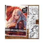 Carti si Birotica - Carti - Carti pentru copii - Carti de colorat - Carte de colorat pentru relaxare si antistres, 50 de ilustratii, Anime Girls and Dragons, 106 pagini, A5 - Infinity.ro