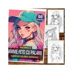 Carti si Birotica - Carti - Carti pentru copii - Carti de colorat - Carte de colorat pentru relaxare si antistres, 50 de ilustratii, Anime Fete cu Palarii - Volumul II, 106 pagini, A5 - Infinity.ro