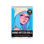 Carti si Birotica - Carti - Carti pentru copii - Carti de colorat - Carte de colorat pentru relaxare si antistres, 50 de ilustratii, Anime Hipster Girls, 106 pagini, A5 - Infinity.ro