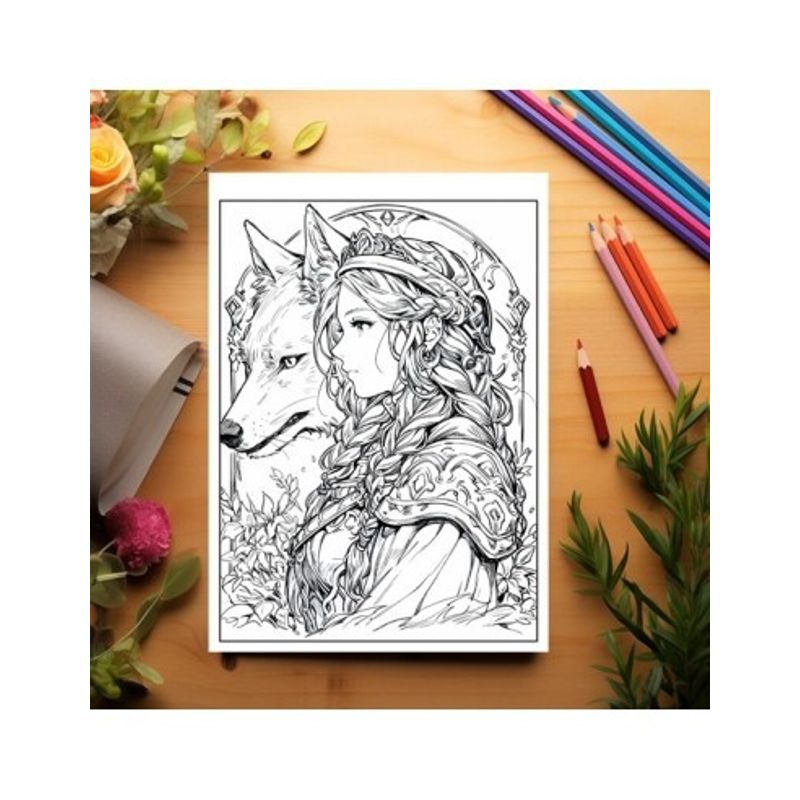 Carti si Birotica - Carti - Carti pentru copii - Carti de colorat - Carte de colorat pentru relaxare si antistres, 50 de ilustratii, Anime Girls with Animals, 106 pagini, A5 - Infinity.ro