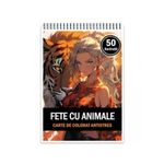 Carti si Birotica - Carti - Carti pentru copii - Carti de colorat - Carte de colorat pentru relaxare si antistres, 50 de ilustratii, Anime Girls with Animals, 106 pagini, A5 - Infinity.ro