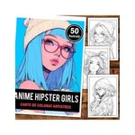 Carti si Birotica - Carti - Carti pentru copii - Carti de colorat - Carte de colorat pentru relaxare si antistres, 50 de ilustratii, Anime Hipster Girls, 106 pagini, A5 - Infinity.ro