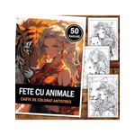 Carti si Birotica - Carti - Carti pentru copii - Carti de colorat - Carte de colorat pentru relaxare si antistres, 50 de ilustratii, Anime Girls with Animals, 106 pagini, A5 - Infinity.ro