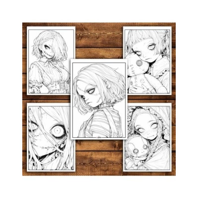 Carti si Birotica - Carti - Carti pentru copii - Carti de colorat - Carte de colorat pentru relaxare si antistres, 50 de ilustratii, Anime Horror Vibes, 106 pagini, A5 - Infinity.ro