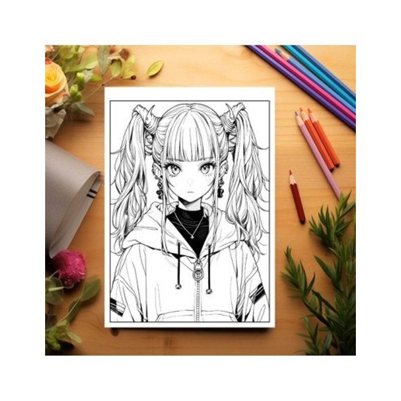 Carti si Birotica - Carti - Carti pentru copii - Carti de colorat - Carte de colorat pentru relaxare si antistres, 50 de ilustratii, Anime Goth Girls - Volumul II, 106 pagini, A5 - Infinity.ro