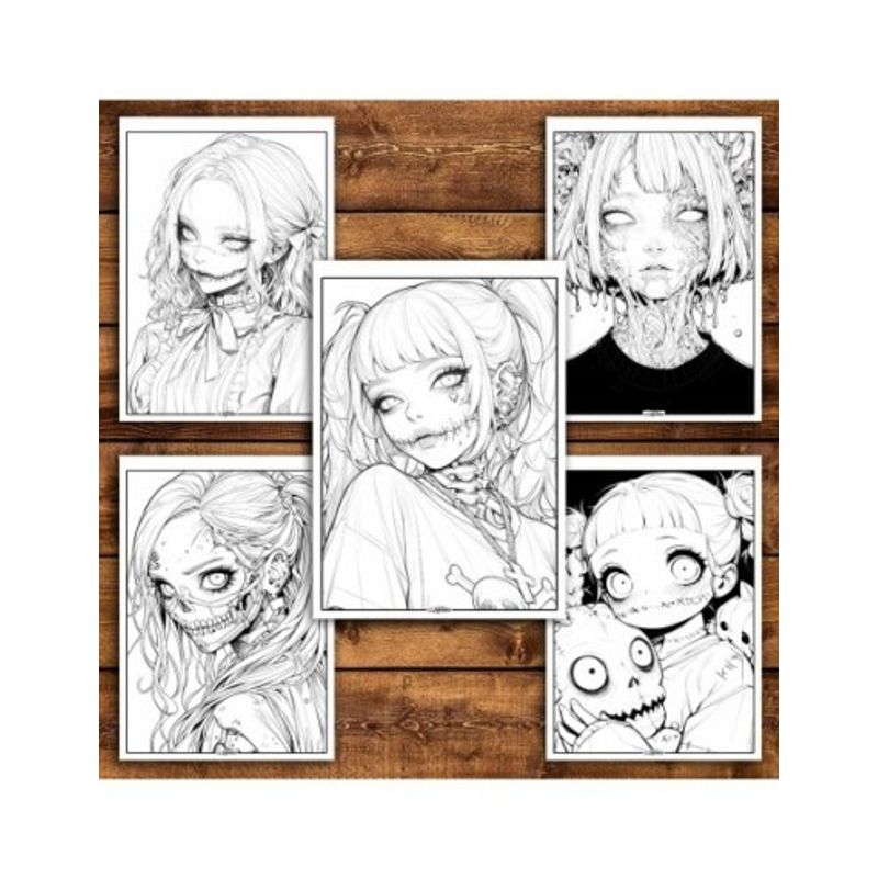 Carti si Birotica - Carti - Carti pentru copii - Carti de colorat - Carte de colorat pentru relaxare si antistres, 50 de ilustratii, Anime Horror Vibes, 106 pagini, A5 - Infinity.ro