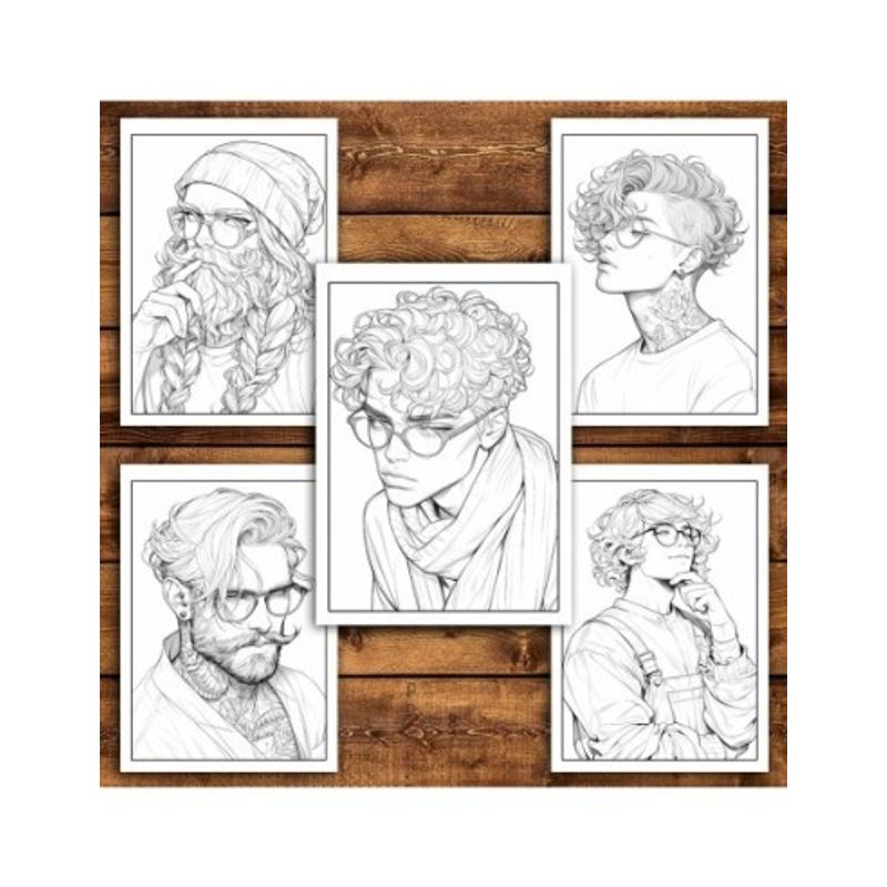 Carti si Birotica - Carti - Carti pentru copii - Carti de colorat - Carte de colorat pentru relaxare si antistres, 50 de ilustratii, Anime Hipster Boys, 106 pagini, A5 - Infinity.ro