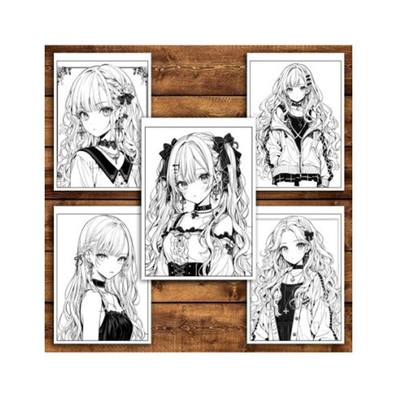 Carti si Birotica - Carti - Carti pentru copii - Carti de colorat - Carte de colorat pentru relaxare si antistres, 50 de ilustratii, Anime Goth Girls - Volumul II, 106 pagini, A5 - Infinity.ro