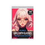 Carti si Birotica - Carti - Carti pentru copii - Carti de colorat - Carte de colorat pentru relaxare si antistres, 50 de ilustratii, Anime Girls with Glasses - Volumul II, 106 pagini, A5 - Infinity.ro