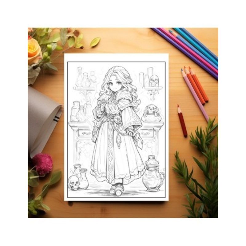 Carti si Birotica - Carti - Carti pentru copii - Carti de colorat - Carte de colorat pentru relaxare si antistres, 50 de ilustratii, Anime Necromancers - Volumul II, 106 pagini, A5 - Infinity.ro