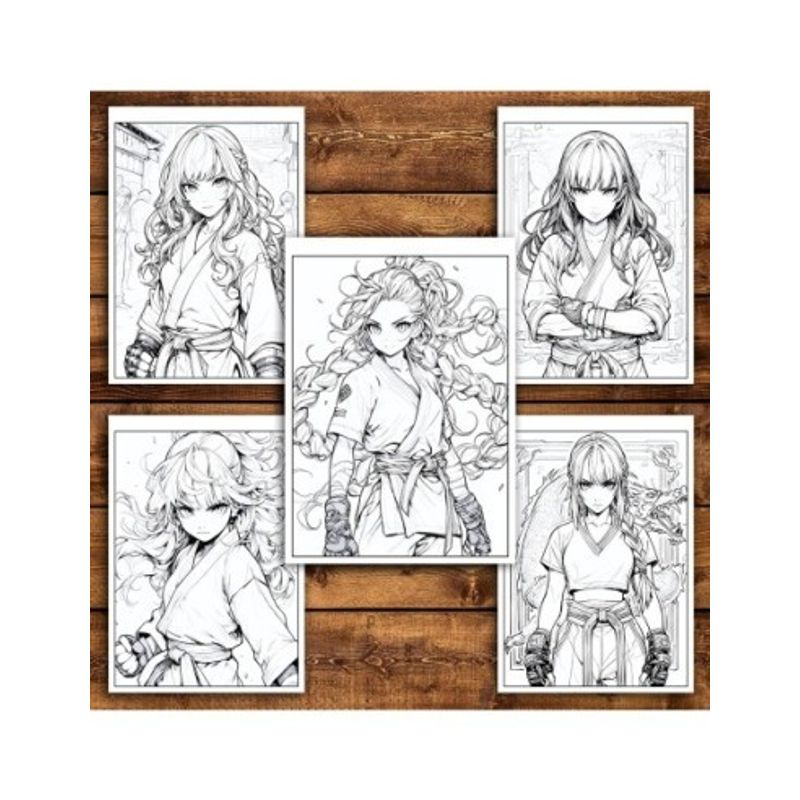 Carti si Birotica - Carti - Carti pentru copii - Carti de colorat - Carte de colorat pentru relaxare si antistres, 50 de ilustratii, Anime Martial Artists, 106 pagini, A5 - Infinity.ro
