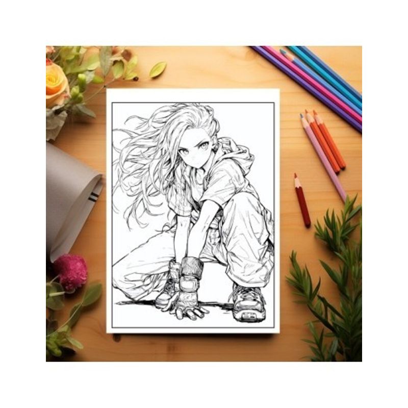 Carti si Birotica - Carti - Carti pentru copii - Carti de colorat - Carte de colorat pentru relaxare si antistres, 50 de ilustratii, Anime Martial Artists, 106 pagini, A5 - Infinity.ro