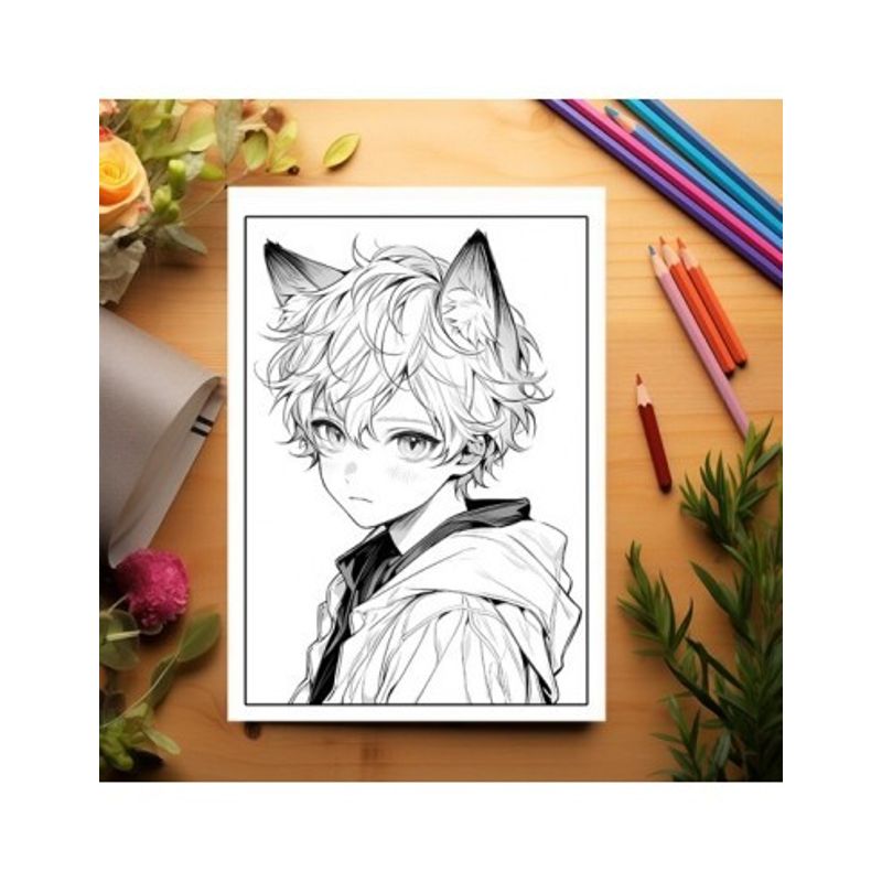 Carti si Birotica - Carti - Carti pentru copii - Carti de colorat - Carte de colorat pentru relaxare si antistres, 50 de ilustratii, Anime Necko Boys, 106 pagini, A5 - Infinity.ro