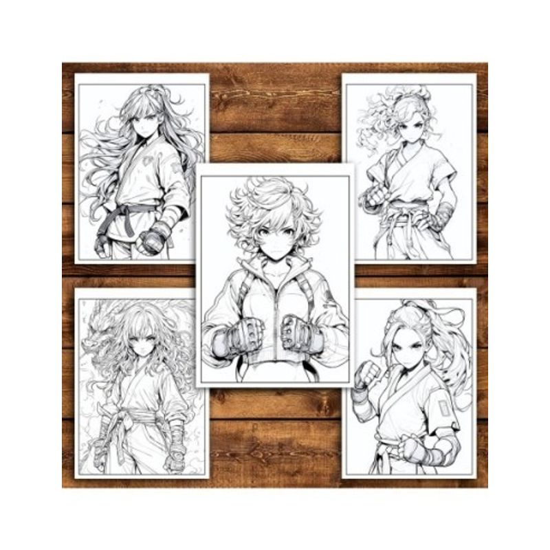 Carti si Birotica - Carti - Carti pentru copii - Carti de colorat - Carte de colorat pentru relaxare si antistres, 50 de ilustratii, Anime Martial Artists, 106 pagini, A5 - Infinity.ro