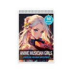 Carti si Birotica - Carti - Carti pentru copii - Carti de colorat - Carte de colorat pentru relaxare si antistres, 50 de ilustratii, Anime Musician Girls, 106 pagini, A5 - Infinity.ro