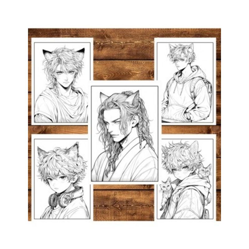 Carti si Birotica - Carti - Carti pentru copii - Carti de colorat - Carte de colorat pentru relaxare si antistres, 50 de ilustratii, Anime Necko Boys, 106 pagini, A5 - Infinity.ro