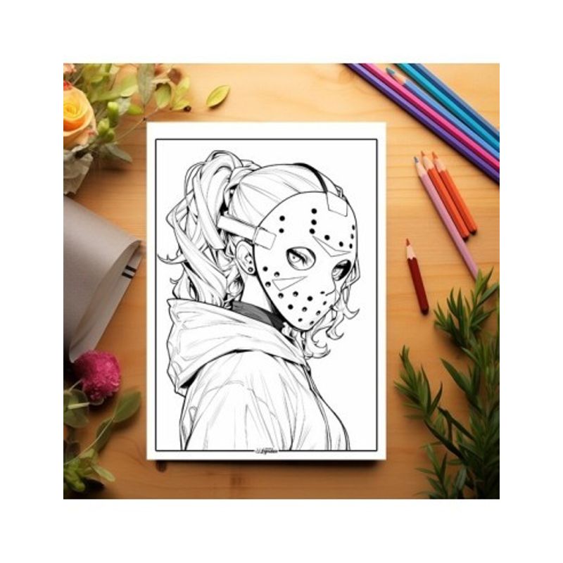 Carti si Birotica - Carti - Carti pentru copii - Carti de colorat - Carte de colorat pentru relaxare si antistres, 50 de ilustratii, Anime Mask Girls, 106 pagini, A5 - Infinity.ro