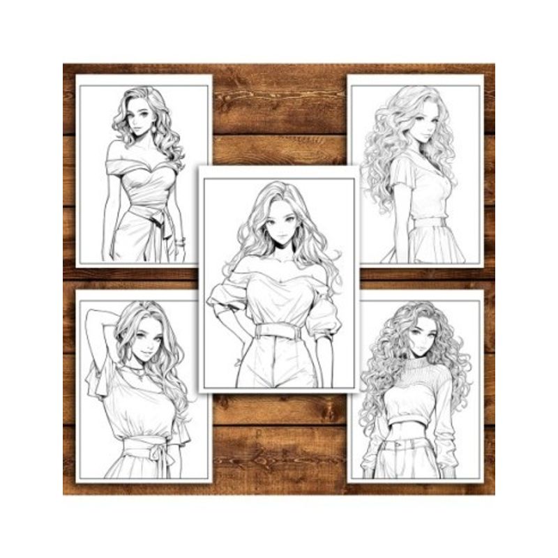 Carti si Birotica - Carti - Carti pentru copii - Carti de colorat - Carte de colorat pentru relaxare si antistres, 50 de ilustratii, Anime Model Girls - Volumul III, 106 pagini, A5 - Infinity.ro