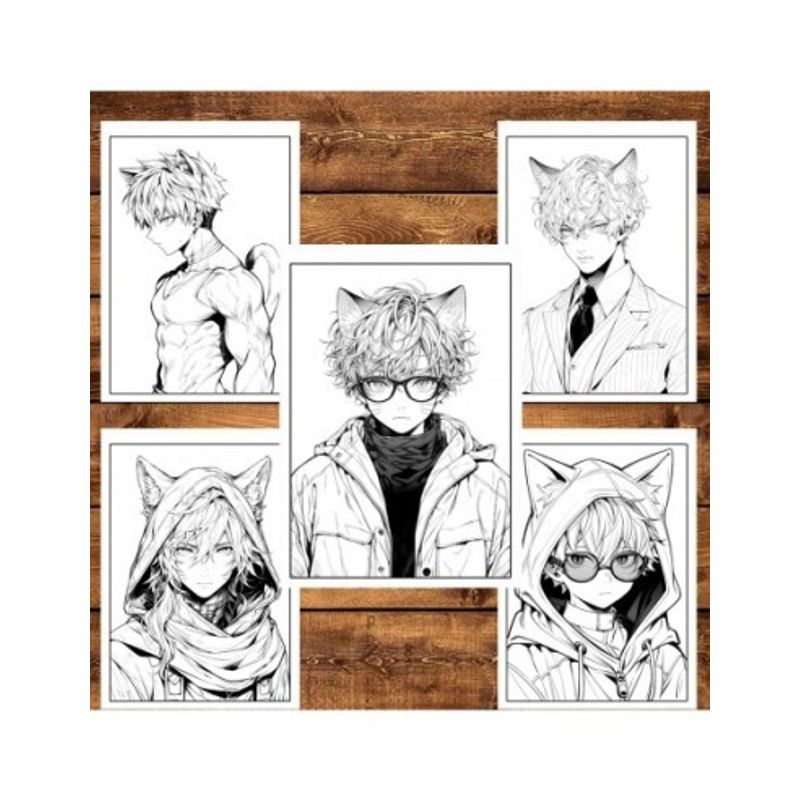Carti si Birotica - Carti - Carti pentru copii - Carti de colorat - Carte de colorat pentru relaxare si antistres, 50 de ilustratii, Anime Necko Boys, 106 pagini, A5 - Infinity.ro