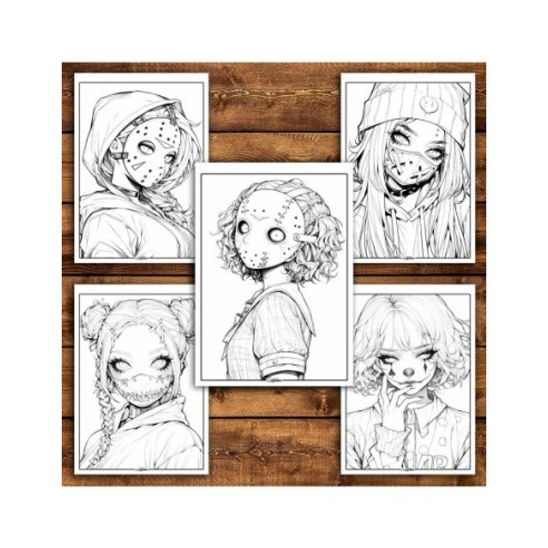 Carti si Birotica - Carti - Carti pentru copii - Carti de colorat - Carte de colorat pentru relaxare si antistres, 50 de ilustratii, Anime Mask Girls, 106 pagini, A5 - Infinity.ro
