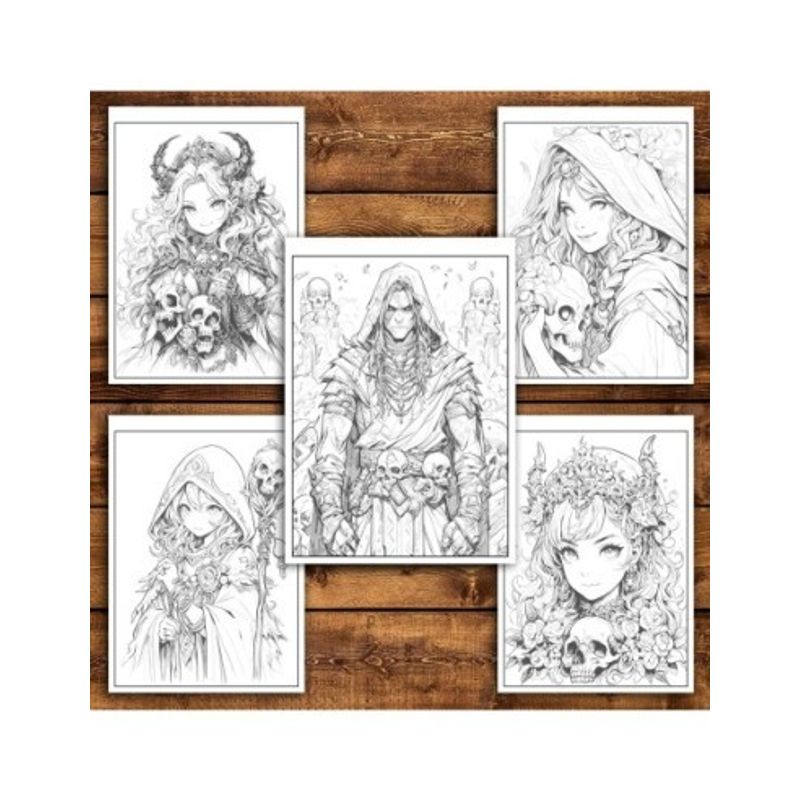 Carti si Birotica - Carti - Carti pentru copii - Carti de colorat - Carte de colorat pentru relaxare si antistres, 50 de ilustratii, Anime Necromancers - Volumul II, 106 pagini, A5 - Infinity.ro